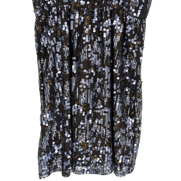 EXPRESS Dark Fairy Sequined Dress SMALL Black Spaghetti Straps Grunge - Picture 10 of 13